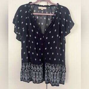 LOFT // Blue Floral Boho Blouse